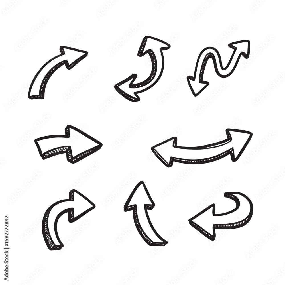Aufkleber hand drawn doodle arrows set showing direction and navigation elements