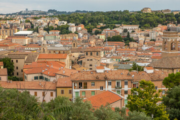Photo with a beautiful panorama of the city of Ancona in southern Italy.