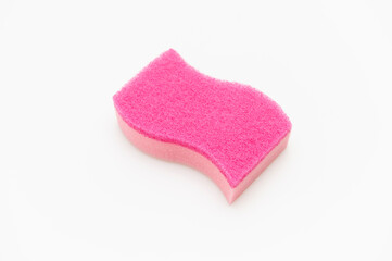 Pink Kitchen Sponge Isolated on White Background
