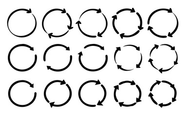 different circular arrows icon set , different thickness, Circular arrows sign, vector illustration