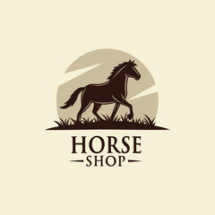 horse shop logo design vector 