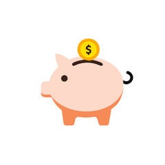 Piggy bank vector icon, isolated on white background.