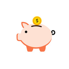 Piggy bank vector icon, isolated on white background.