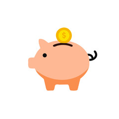 Piggy bank vector icon, isolated on white background.