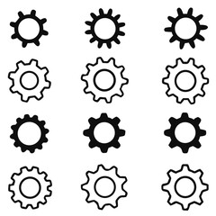 gear icon set, Gear Settings symbol, cogwheel, Vector Illustration