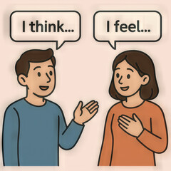 Vibrant Cartoon Dialogue Between Two Characters Ideal for Engaging Content, Marketing Campaigns, or Branding Projects, Evoking Emotional Connection and Encouragement.