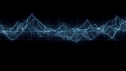 Abstract Blue Digital Waveform on Black Background Futuristic Technology Concept