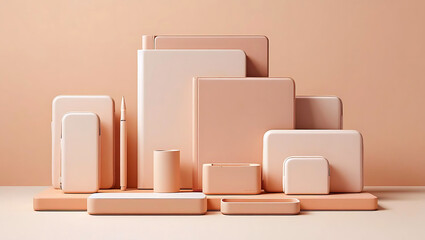 Modern Tech Gadget Mockup in Pastel Peach Color Palette for Website and Marketing Materials and Online Store Promotions
