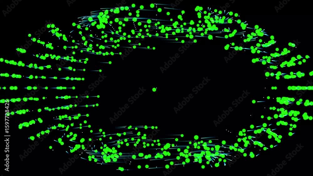 Poster animation. abstract brilliant rotating particles.colored different circles. background of different 