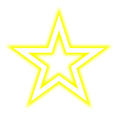 Abstract glowing yellow star shape on transparent background png shiny neon star, bright frame design element