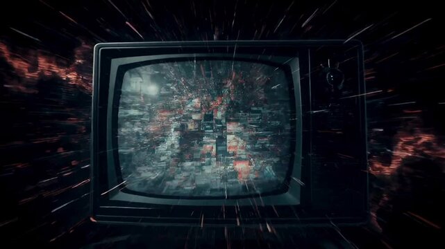 Retro Television Static Overload Digital Glitch Art and Nostalgia