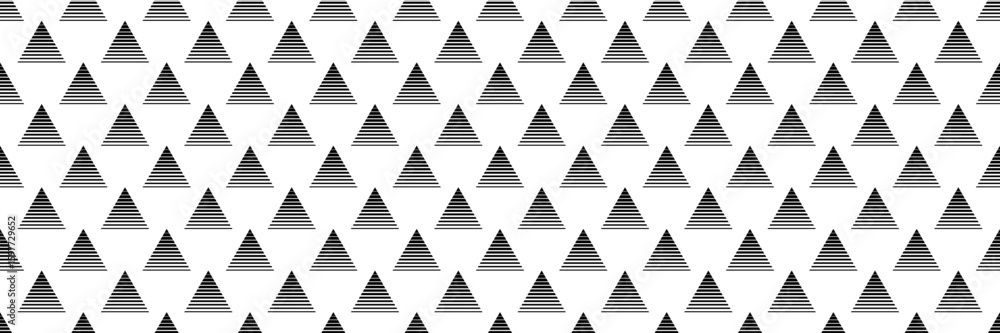 Aufkleber horizontal seamless faded black triangle pattern on white for design and background.