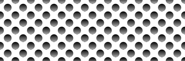 horizontal seamless faded black circle pattern on white for design and background.