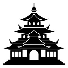 Ancient Temple Black Silhouette Design