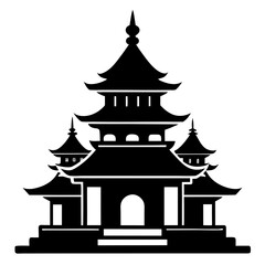 Fototapeta premium Ancient Temple Black Silhouette Design