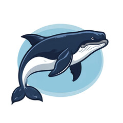 Fototapeta premium Stylized Swimming Whale Illustration, AI Generation