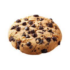Round chocolate chip cookie, light brown, speckled with dark chocolate chips