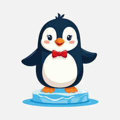 Cute Cartoon Penguin Vector – Winter Animal Flat Design for Kids and Holiday Projects
