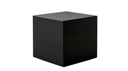 Minimalist black cube pedestal, ideal for showcasing products or artistic displays on transparent background