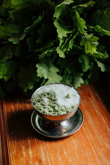 Herbal Salt and Oak Leaves for Traditional Sauna Ritual