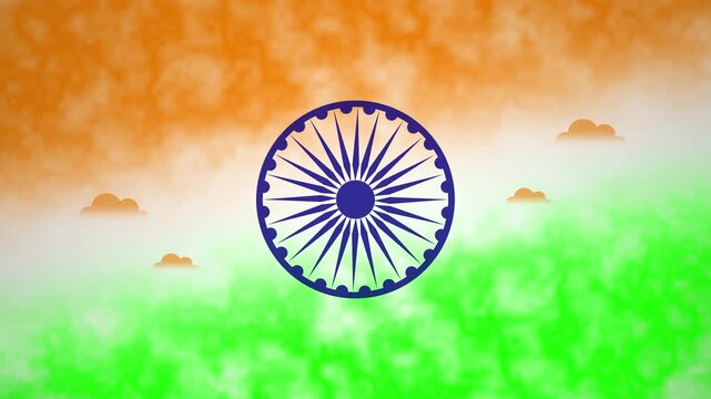 India Flag with Ashoka Chakra Animation