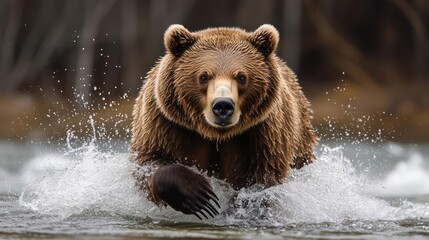 Obraz premium brown bear in the lake