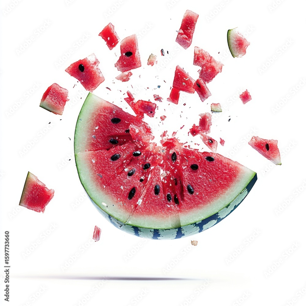Poster a watermelon slice watermelon exploding slices.