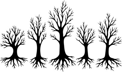 Obraz premium Bare Winter Tree Silhouette Bundle