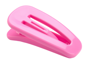 Pink plastic hair clip isolated on transparent background