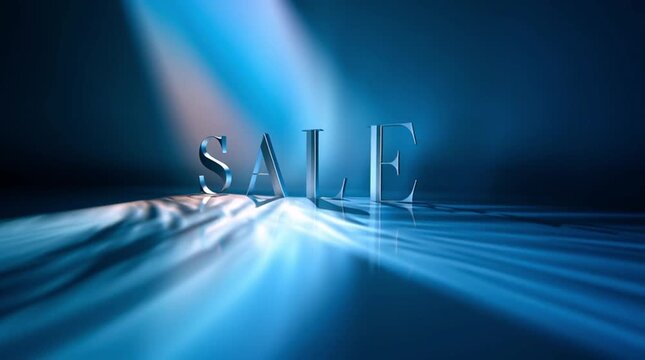 「SALE」の文字が光り輝くダイナミックな広告背景：奥行きのあるグラデーションと強い光で注目を集める｜SALE,広告,光る文字,グラデーション,インパクト

