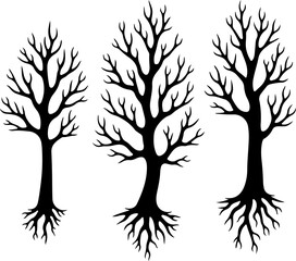 Fototapeta premium Bare Winter Tree Silhouette Bundle