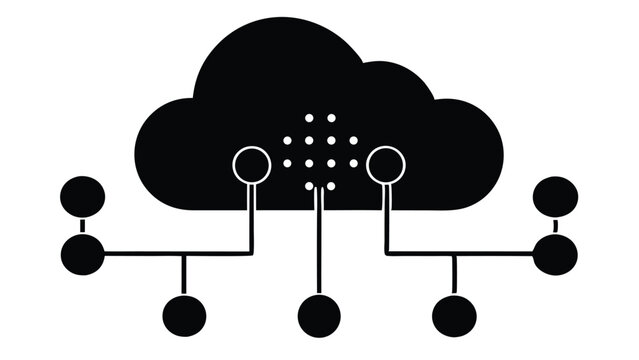 Hybrid cloud solution vector design featuring public and private cloud integration