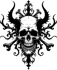 Ornate Skull  Tattoo Silhouette Design