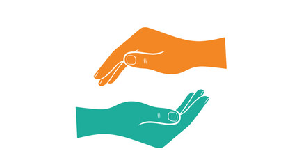 Minimalist Vector SVG Illustration of Two Hands in Colorful Flat Style for Digital Design