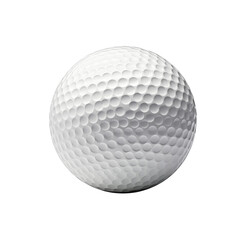Close up of a white golf ball with dimples, ready for the course and perfect swing