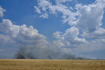 fire and smoke on the field