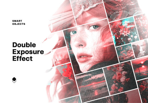 Double Exposure Collage Effect Mockup