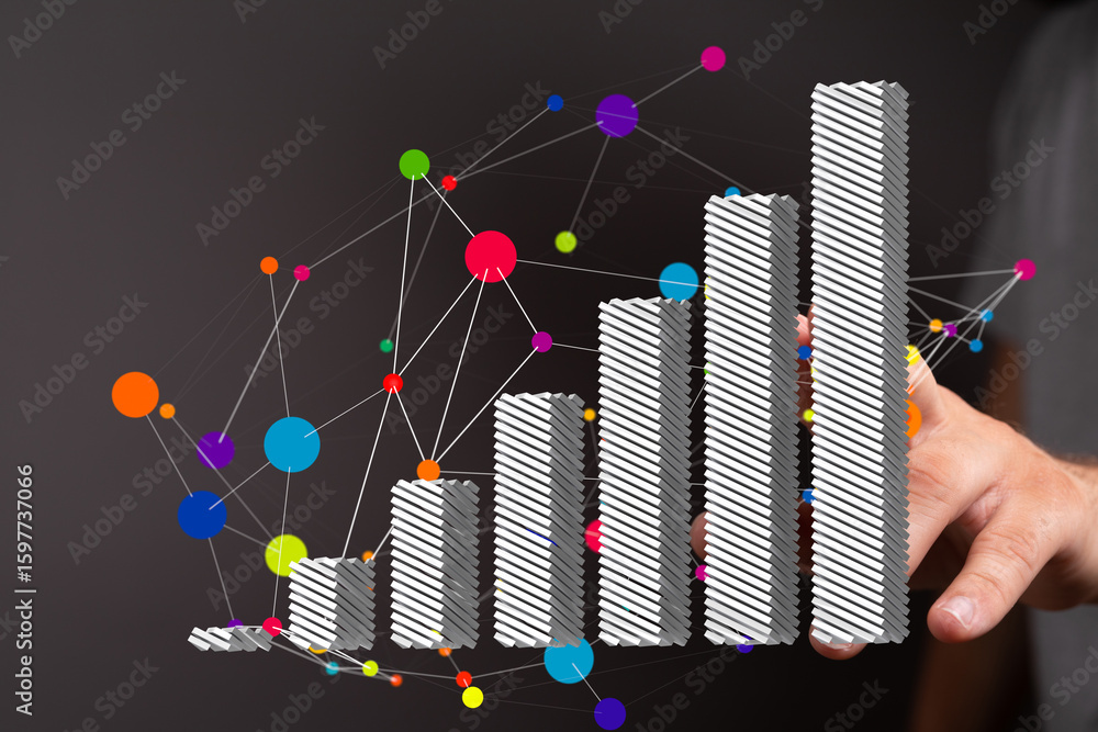 Poster visual representation of business growth and data analysis. stock photo.