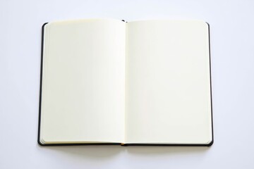 Open notebook mockup showing blank pages.