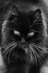 Close-up black and white cat