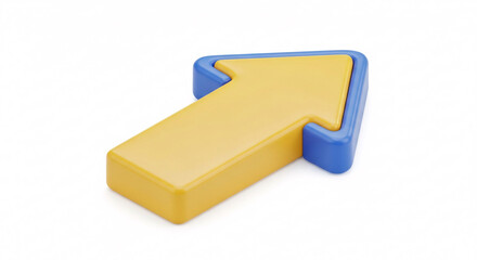 Yellow and Blue Directional Arrow Pointing Up and Right.