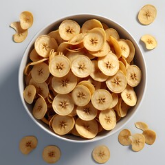 Obraz premium Kerala chips or Banana chips, cult snack item of Kerala,arranged in pastle bowl.