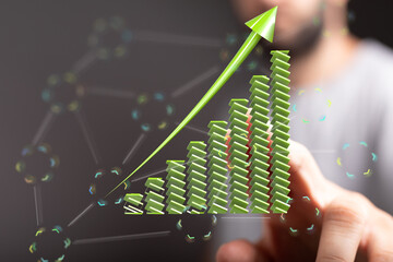 Visual representation of business growth, showcasing upward trend and success. Ideal for financial reports and presentations.