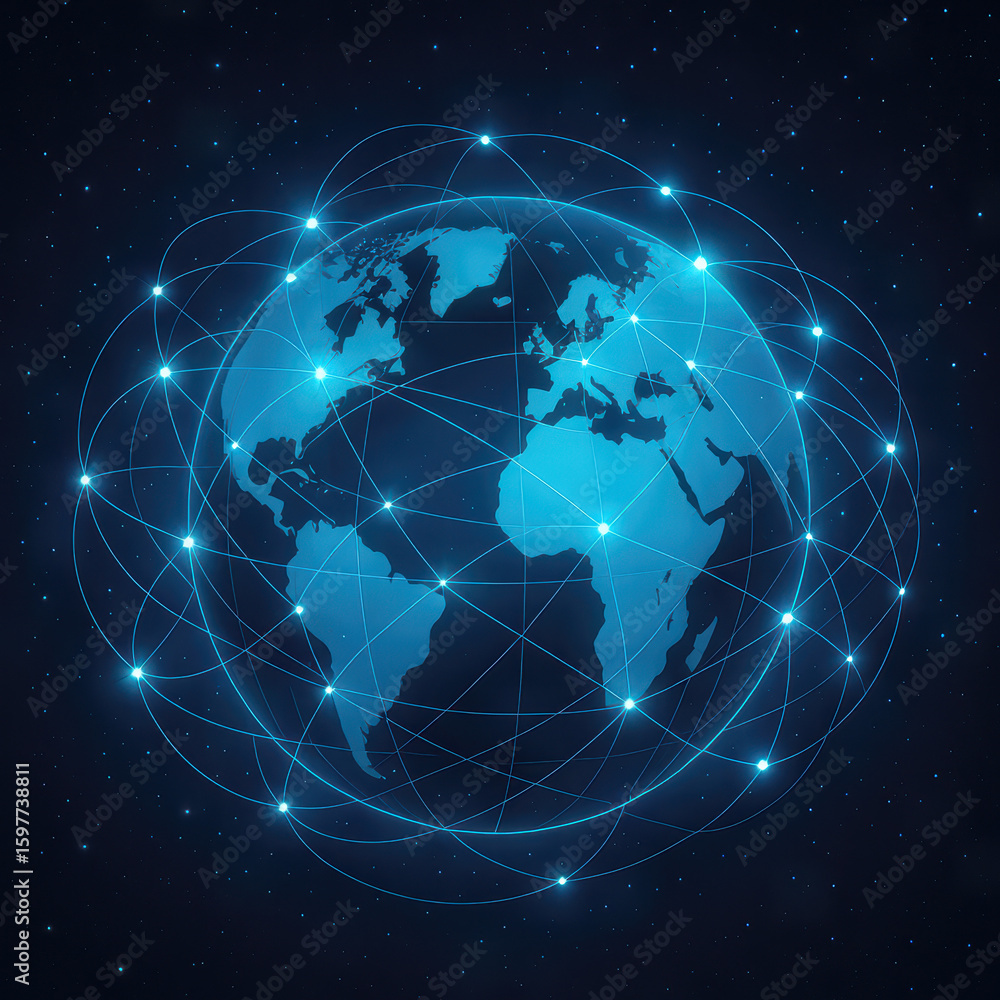 Aufkleber stunning globe composition a network of connections for global insights, ideal for business presenta