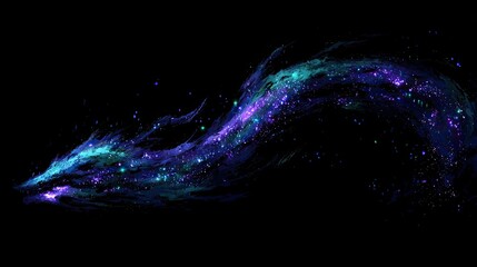 Abstract Glowing Particle Stream In Dark Background