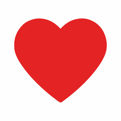 A vibrant, solid red heart shape isolated on a clean white background.