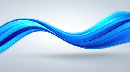 Abstract flowing blue ribbon on a light gray background