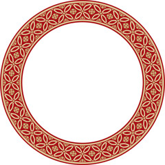 Vector gold with red Chinese circle, ring, frame.  Round ornaments of oriental peoples, korea, taiwan, china, hong kong, indonesia

