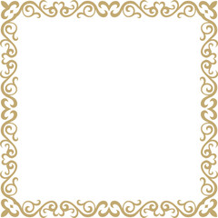 Vector golden square Kazakh national ornament. Ethnic pattern of the peoples of the Great Steppe,
