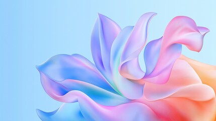 Obraz premium Abstract gradient background with pastel-toned floral shapes and blue futuristic vector elements, symbolizing modern design and conceptual innovation 